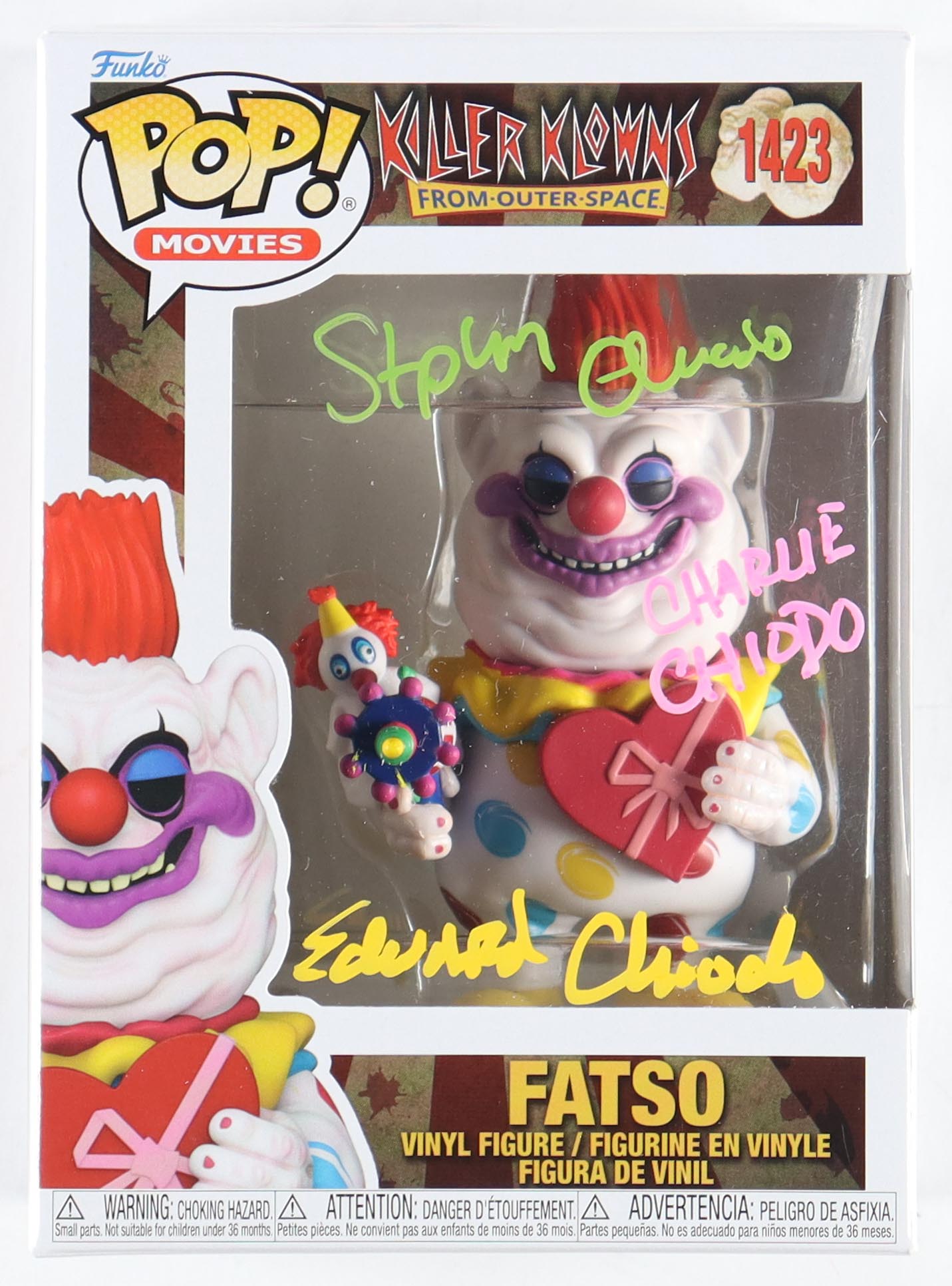 Stephen Chiodo, Charlie Chiodo & Edward Chiodo Signed "Killer Klowns from Outer Space" Baby Klown #1422 Jumbo Funko Pop! Vinyl Figure (JSA) at PristineAuction.com Stephen Chiodo, Charlie Chiodo & Edward Chiodo Signed "Killer Klowns from Outer Space" Baby Klown #1422 Jumbo Funko Pop! Vinyl Figure (JSA) at PristineAuction.com