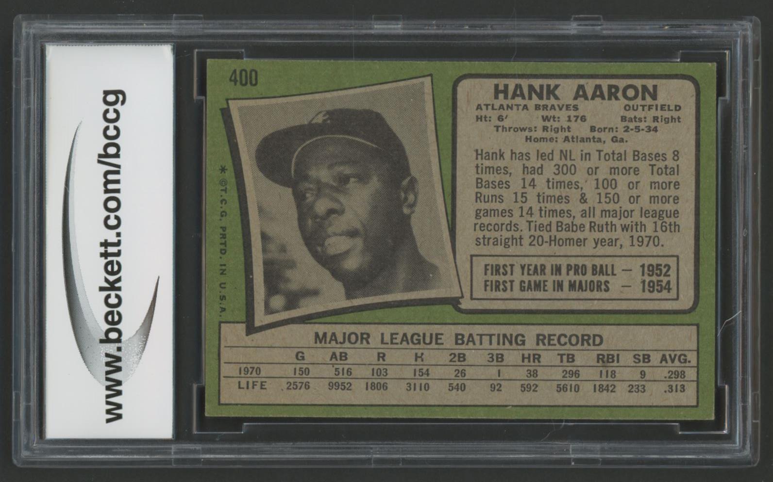 Hank Aaron 1971 Topps #400 (BCCG 9) at PristineAuction.com Hank Aaron 1971 Topps #400 (BCCG 9) at PristineAuction.com