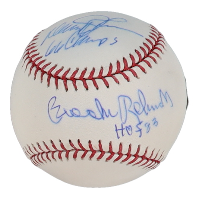 Brooks Robinson & Davey Johnson Signed OML Baseball Inscribed "HOF 83" & "66 Champs" (Steiner & MLB) at PristineAuction.com Brooks Robinson & Davey Johnson Signed OML Baseball Inscribed "HOF 83" & "66 Champs" (Steiner & MLB) at PristineAuction.com