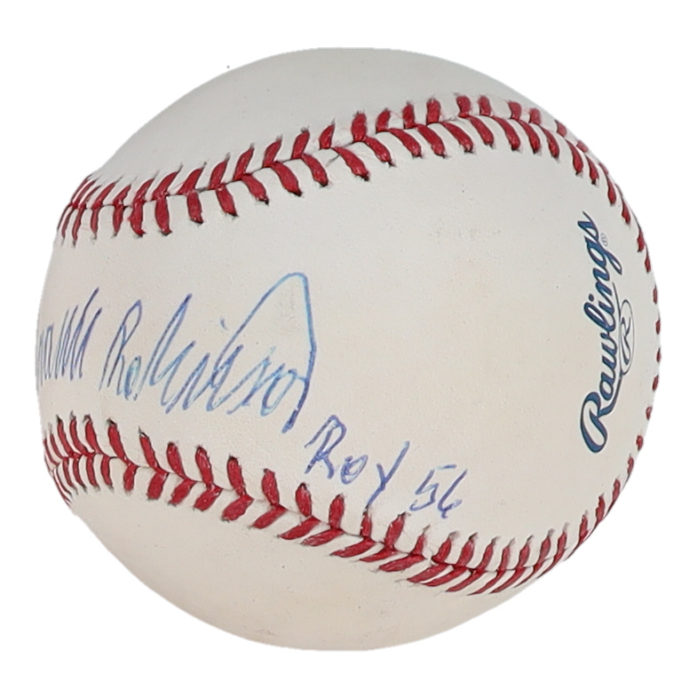 Frank Robinson Signed OML Baseball Inscribed "ROY 56" (Fanatics & Steiner) at PristineAuction.com Frank Robinson Signed OML Baseball Inscribed "ROY 56" (Fanatics & Steiner) at PristineAuction.com