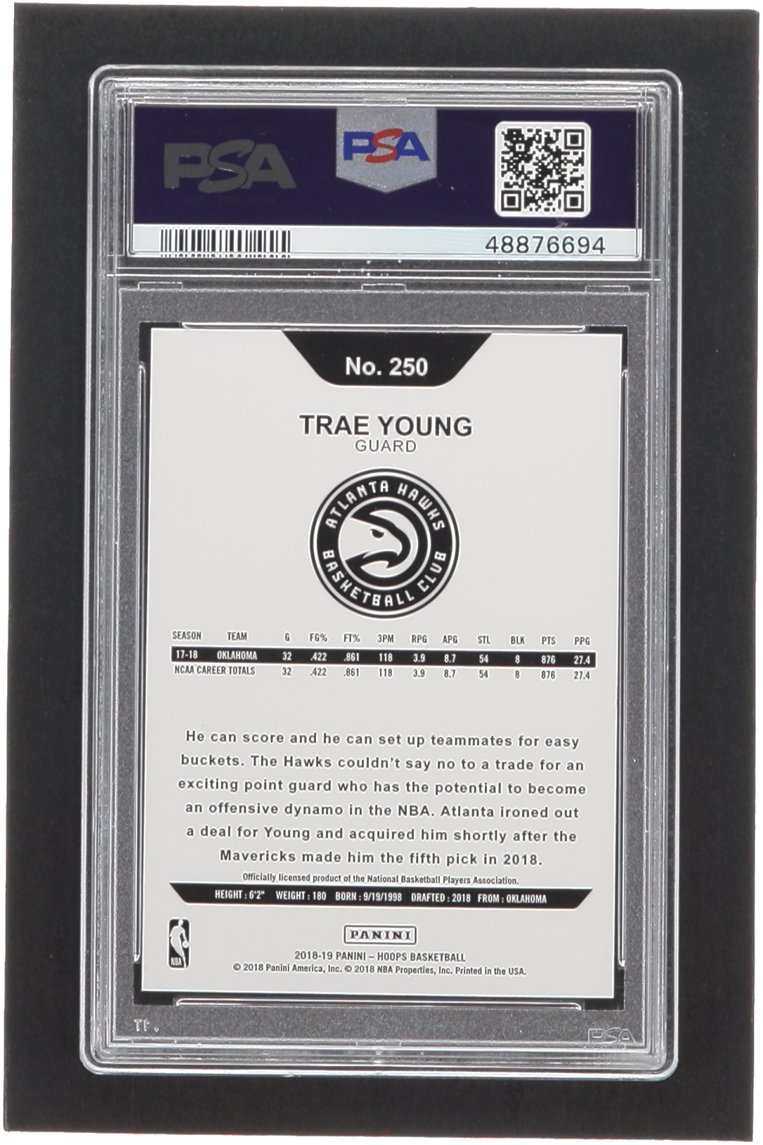 Trae Young 2018-19 Hoops Winter #250 RC (PSA 10) at PristineAuction.com Trae Young 2018-19 Hoops Winter #250 RC (PSA 10) at PristineAuction.com