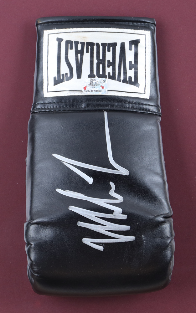 Mike Tyson Signed Custom Framed Everlast Boxing Glove with Poster Print (Tyson) at PristineAuction.com Mike Tyson Signed Custom Framed Everlast Boxing Glove with Poster Print (Tyson) at PristineAuction.com