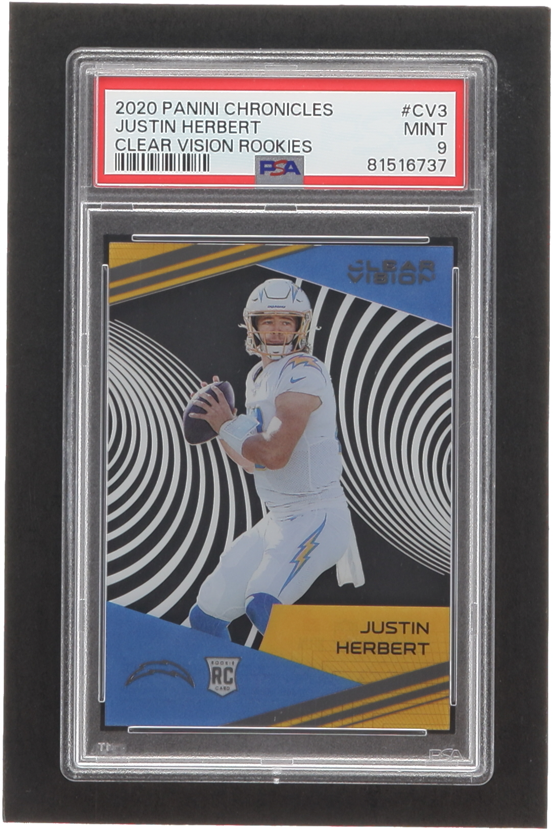 Justin Herbert 2020 Panini Clear Vision Rookies #3 RC (PSA 9) at PristineAuction.com Justin Herbert 2020 Panini Clear Vision Rookies #3 RC (PSA 9) at PristineAuction.com