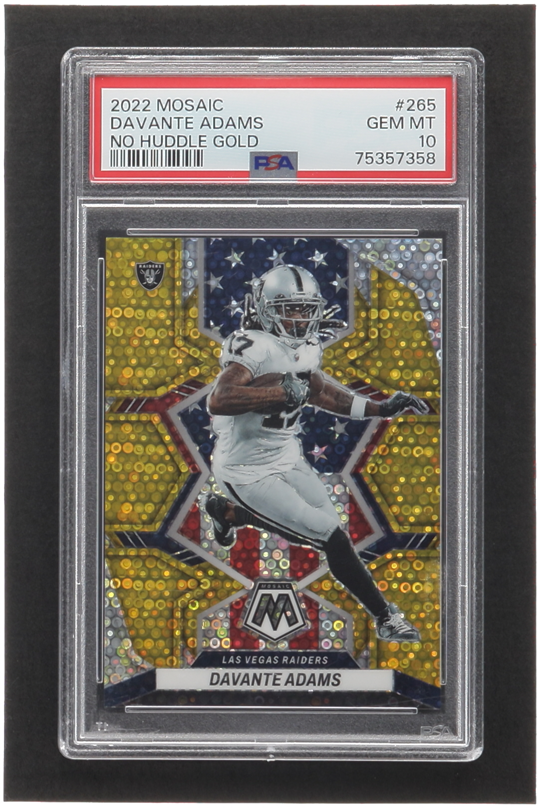 Davante Adams 2022 Panini Mosaic Mosaic No Huddle Gold #265 NP #02/10 (PSA 10) at PristineAuction.com Davante Adams 2022 Panini Mosaic Mosaic No Huddle Gold #265 NP #02/10 (PSA 10) at PristineAuction.com