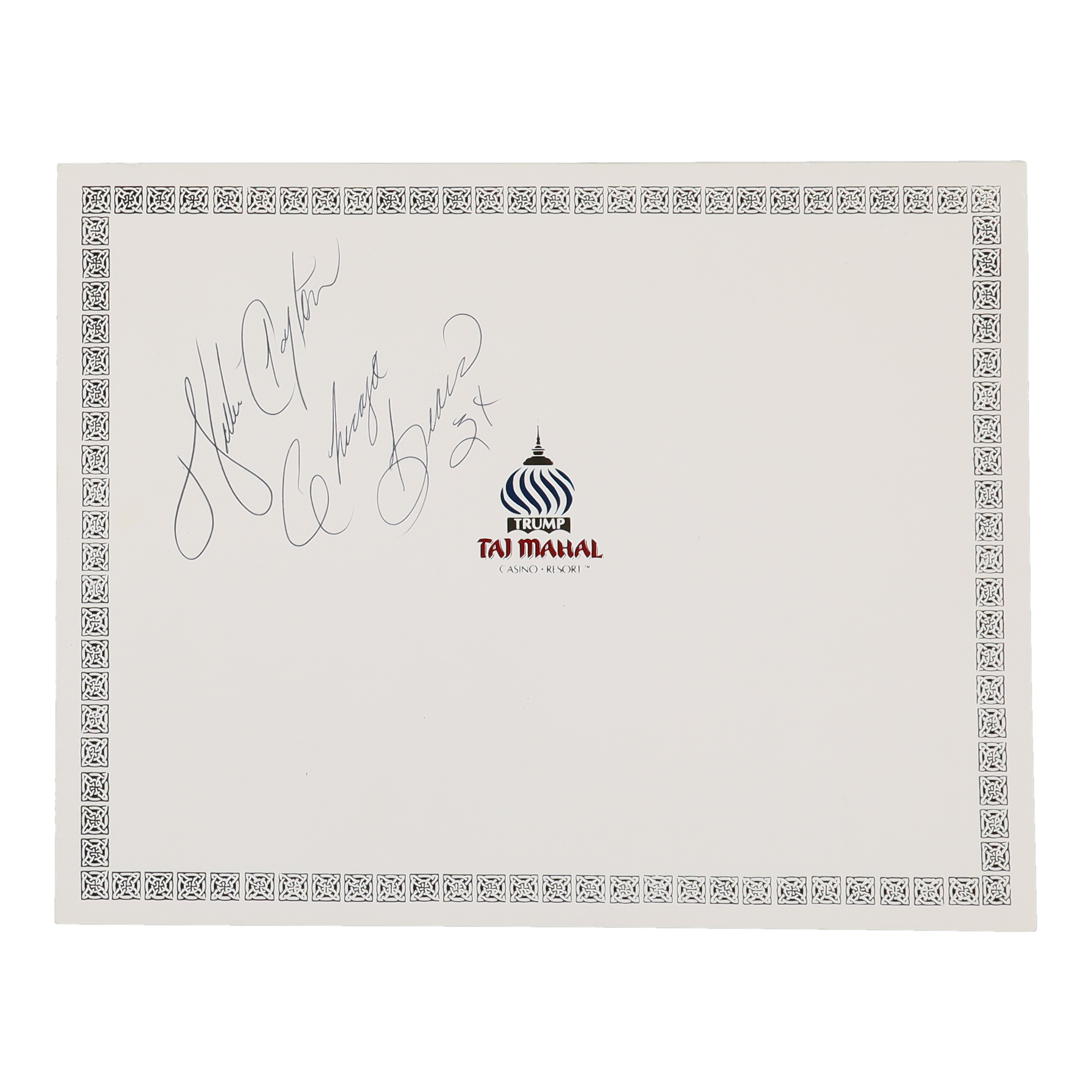 Walter Payton Signed Trump Taj Mahal Resort Folder Inscribed "Chicago Bears" (Beckett) at PristineAuction.com Walter Payton Signed Trump Taj Mahal Resort Folder Inscribed "Chicago Bears" (Beckett) at PristineAuction.com