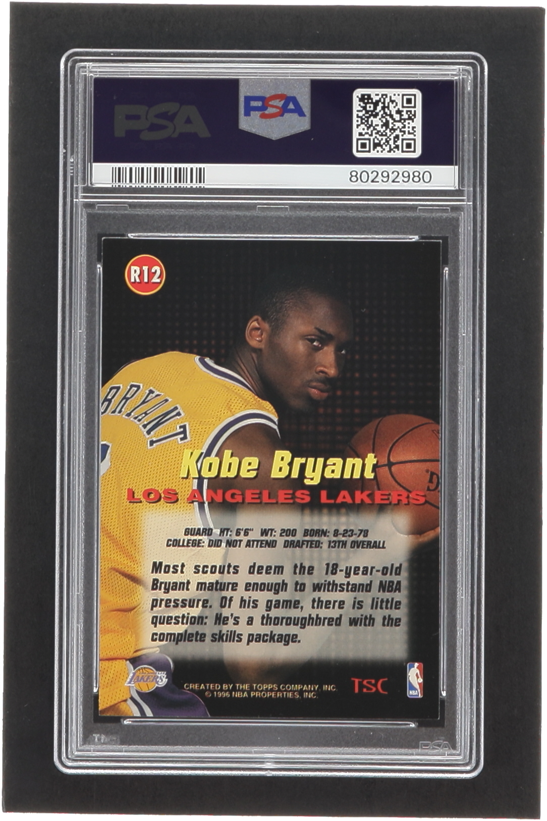 Kobe Bryant 1996-97 Stadium Club Rookies 1 #R12 RC (PSA 8) at PristineAuction.com Kobe Bryant 1996-97 Stadium Club Rookies 1 #R12 RC (PSA 8) at PristineAuction.com