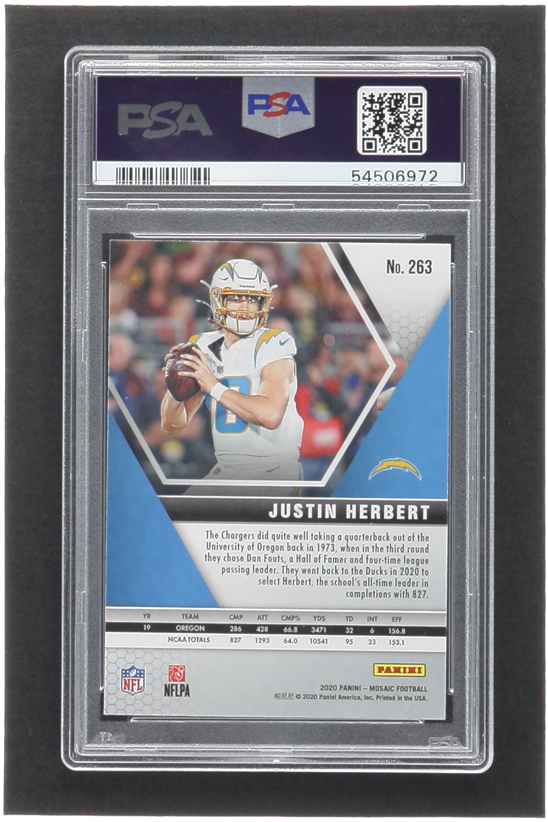 Justin Herbert 2020 Panini Mosaic #263 DEB RC (PSA 10) at PristineAuction.com Justin Herbert 2020 Panini Mosaic #263 DEB RC (PSA 10) at PristineAuction.com