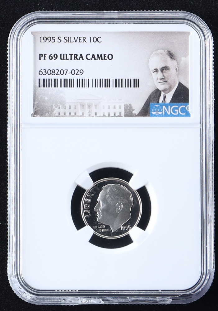 1995-S Roosevelt Proof Silver Dime - 90% Silver (NGC PF69 Ultra Cameo) at PristineAuction.com 1995-S Roosevelt Proof Silver Dime - 90% Silver (NGC PF69 Ultra Cameo) at PristineAuction.com
