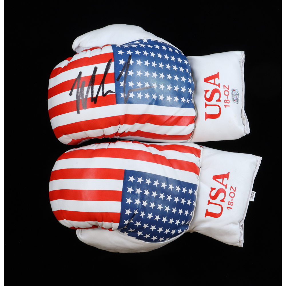 Mike Tyson Signed Set of (2) USA Red, White & Blue Boxing Glove (Tyson