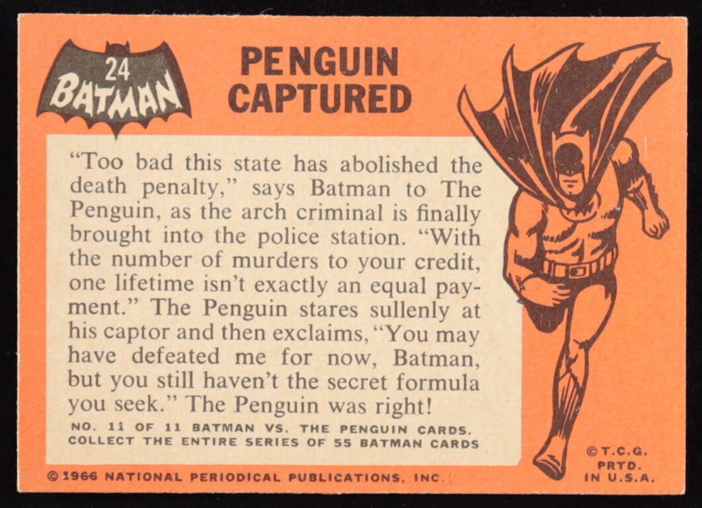 Penguin Captured 1966 Topps Batman Black Bat #24 at PristineAuction.com Penguin Captured 1966 Topps Batman Black Bat #24 at PristineAuction.com