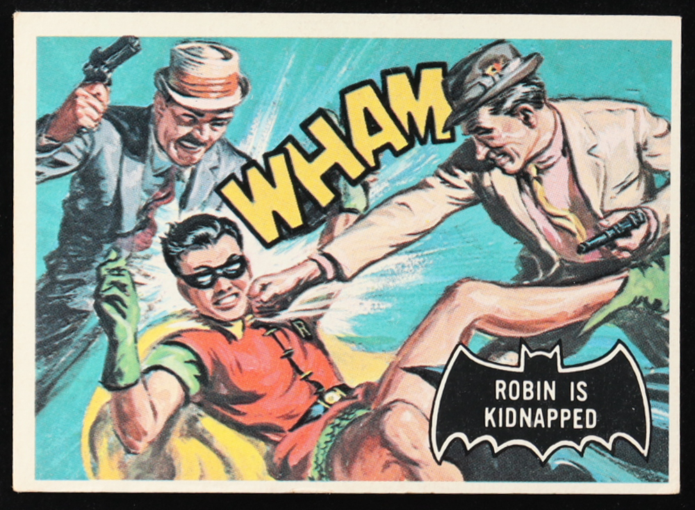 Robin is Kidnapped 1966 Topps Batman Black Bat #29 at PristineAuction.com Robin is Kidnapped 1966 Topps Batman Black Bat #29 at PristineAuction.com