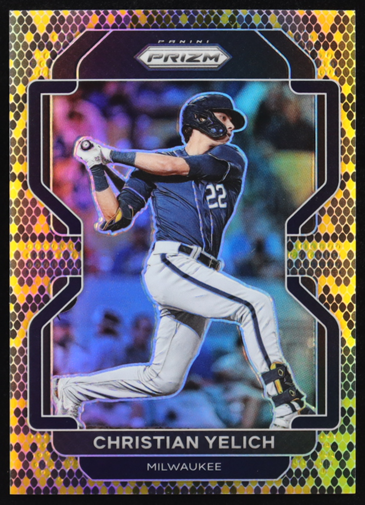Christian Yelich 2022 Panini Prizm Prizms Snake Skin #52 #30/50 at PristineAuction.com Christian Yelich 2022 Panini Prizm Prizms Snake Skin #52 #30/50 at PristineAuction.com