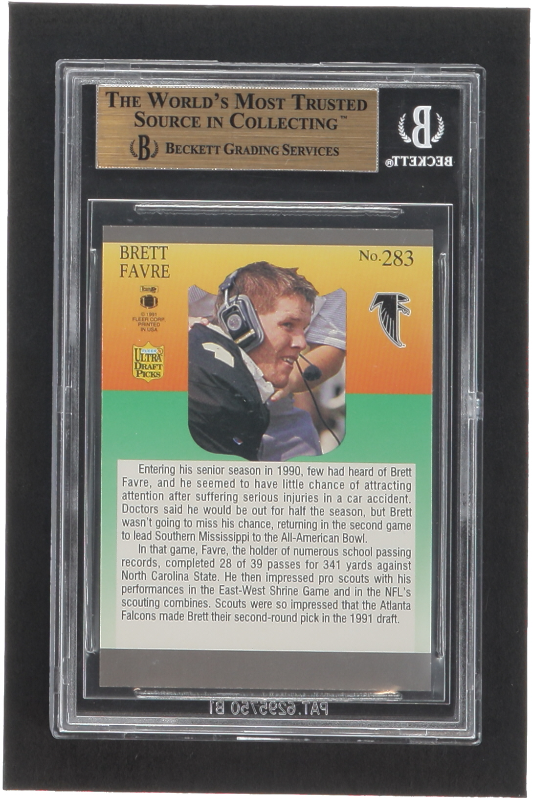 Brett Favre 1991 Ultra #283 RC (BGS 9.5) at PristineAuction.com Brett Favre 1991 Ultra #283 RC (BGS 9.5) at PristineAuction.com