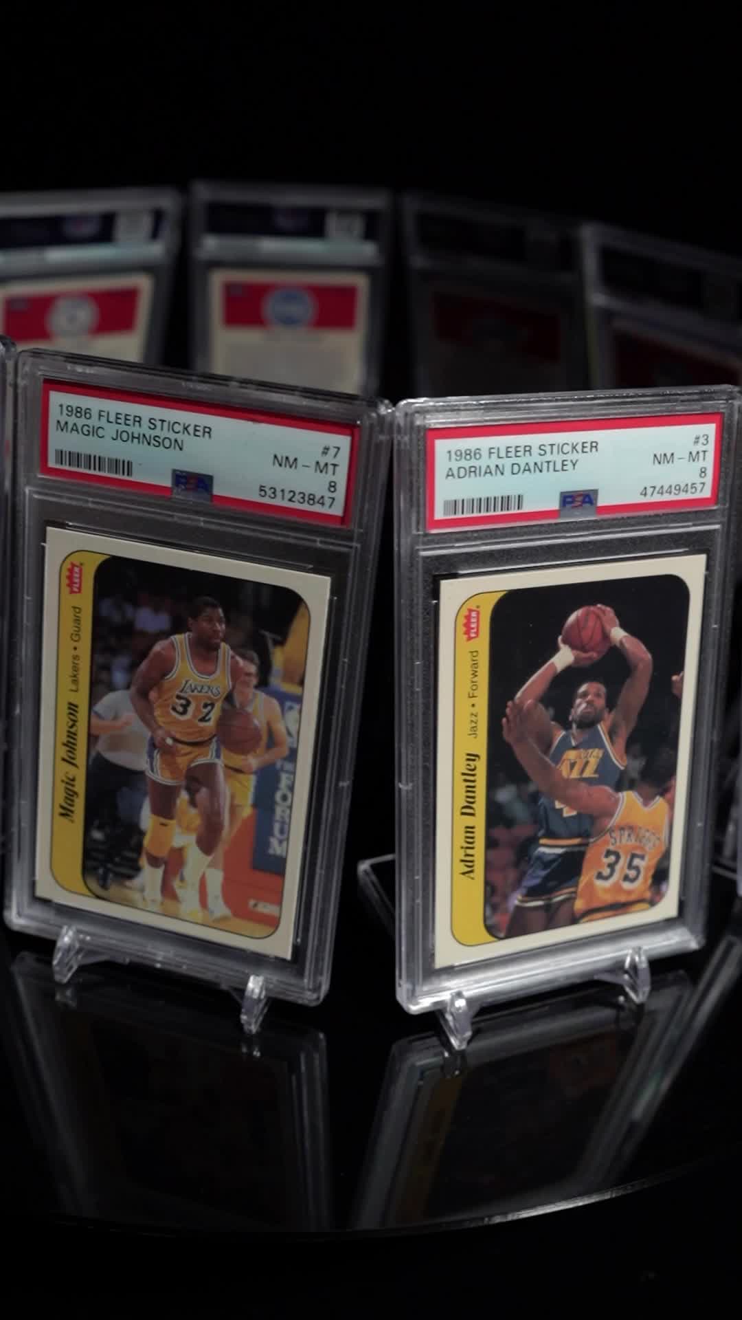 1986-87 Fleer Stickers Basketball Complete Set of (11) Cards ALL Graded PSA 8 with Michael Jordan RC at PristineAuction.com