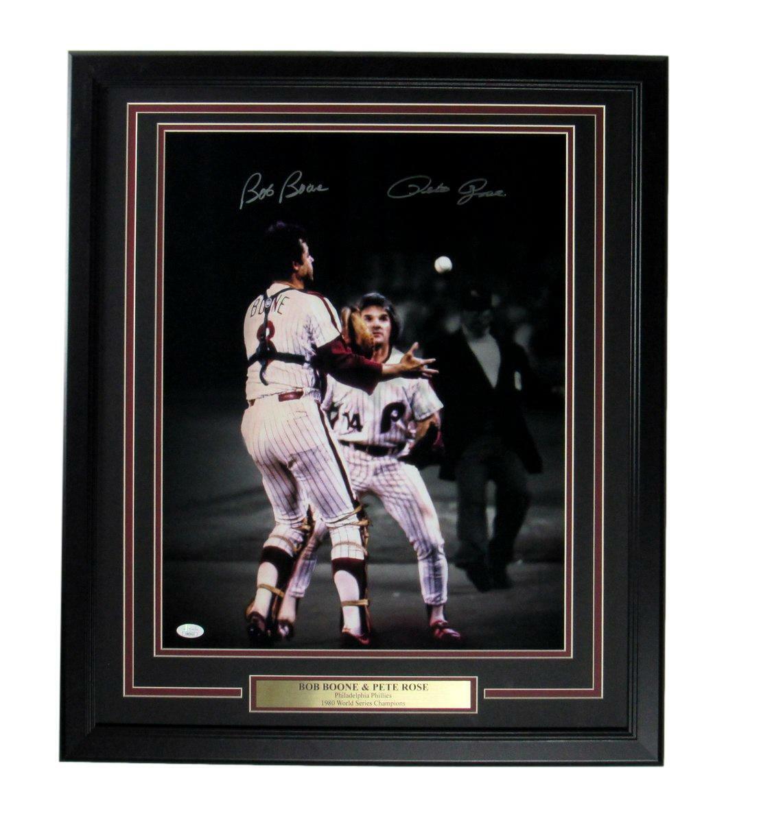 Pete Rose & Bob Boone Signed Phillies Custom Framed Photo (JSA) at PristineAuction.com Pete Rose & Bob Boone Signed Phillies Custom Framed Photo (JSA) at PristineAuction.com