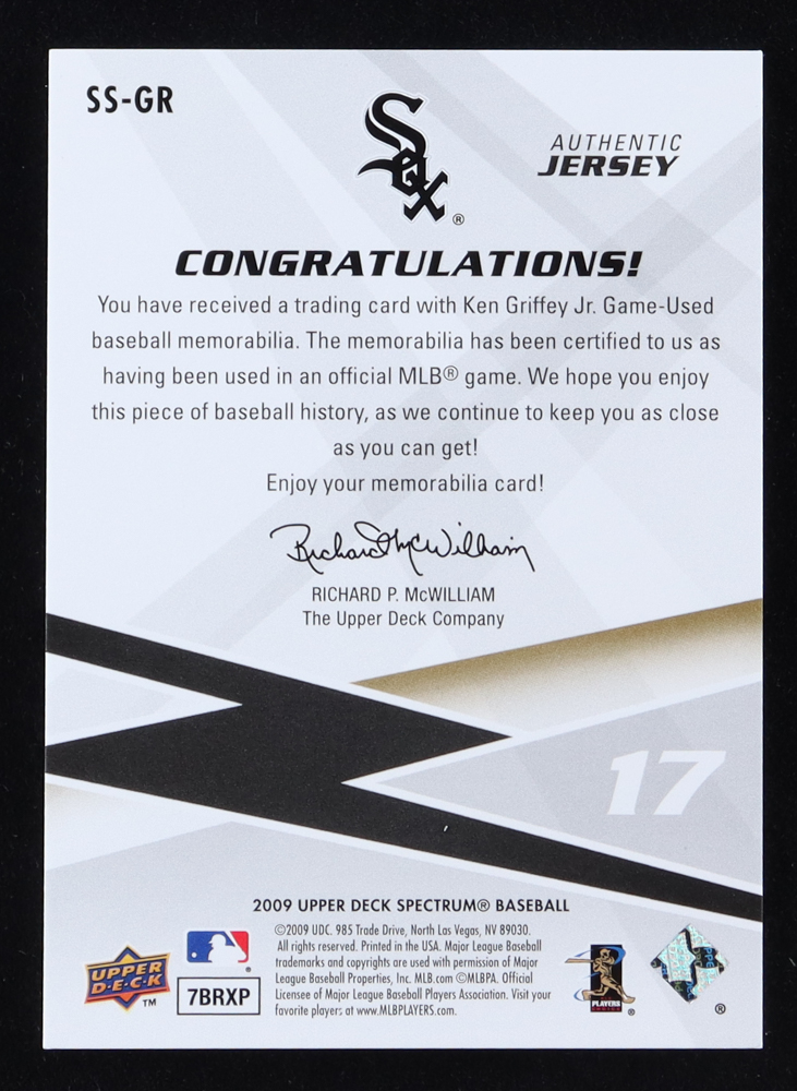 Ken Griffey Jr. 2009 Upper Deck Spectrum Spectrum Swatches Blue #SS-GR at PristineAuction.com Ken Griffey Jr. 2009 Upper Deck Spectrum Spectrum Swatches Blue #SS-GR at PristineAuction.com