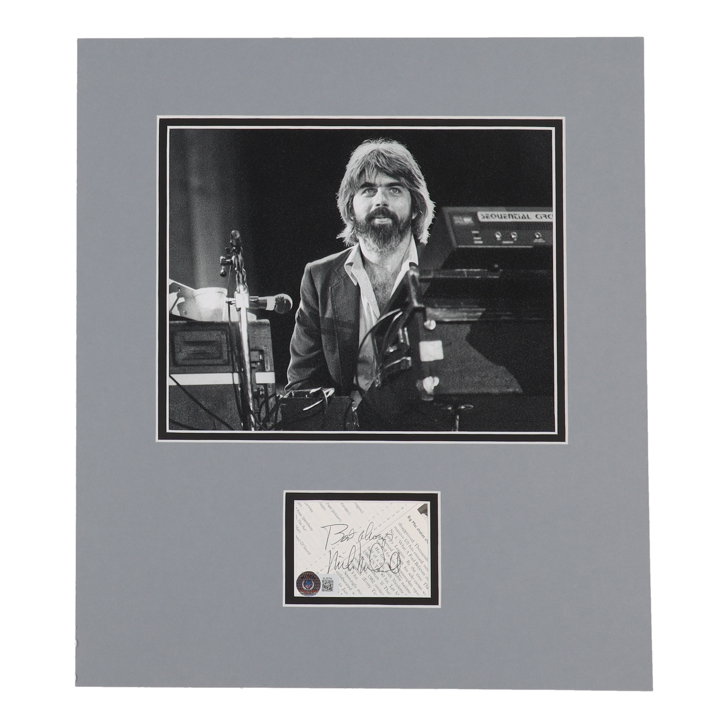 Michael McDonald Signed Custom Matted Cut Display Inscribed "Best Always" (Beckett) at PristineAuction.com Michael McDonald Signed Custom Matted Cut Display Inscribed "Best Always" (Beckett) at PristineAuction.com