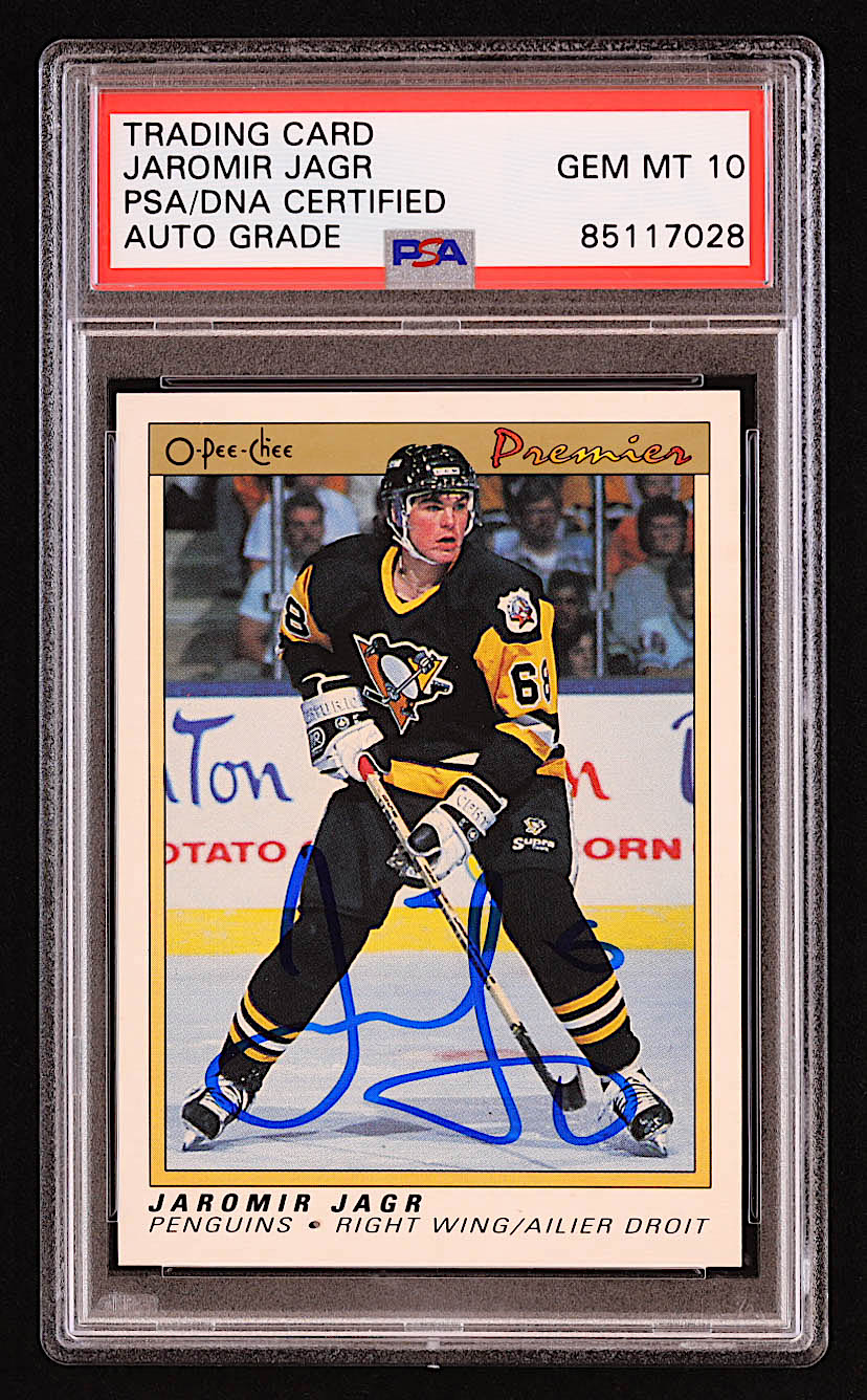 Jaromir Jagr Signed 1990-91 OPC Premier #50 RC (PSA | Autograph Graded PSA 10) at PristineAuction.com Jaromir Jagr Signed 1990-91 OPC Premier #50 RC (PSA | Autograph Graded PSA 10) at PristineAuction.com