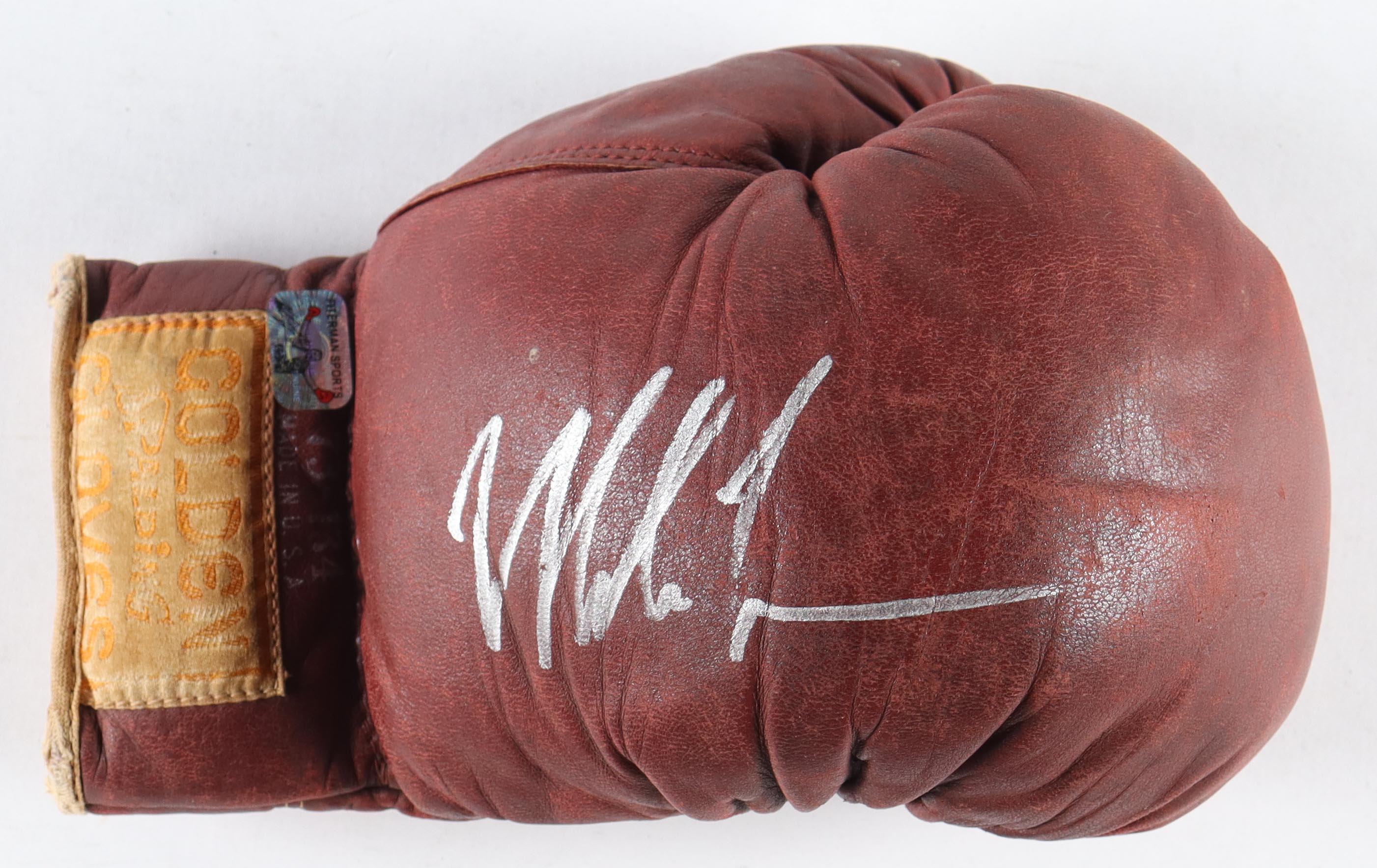 Mike Tyson Signed 1960 Vintage Leather Boxing Glove with Wood & Glass Display Case (Tyson) at PristineAuction.com Mike Tyson Signed 1960 Vintage Leather Boxing Glove with Wood & Glass Display Case (Tyson) at PristineAuction.com