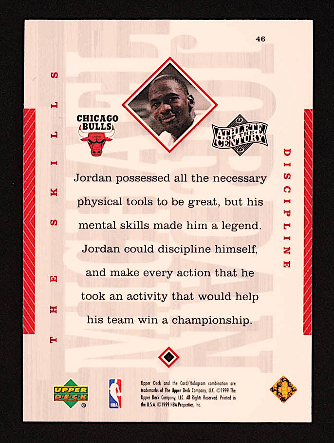 Michael Jordan 1999 Upper Deck Michael Jordan Athlete of the Century #46 / Discipline at PristineAuction.com Michael Jordan 1999 Upper Deck Michael Jordan Athlete of the Century #46 / Discipline at PristineAuction.com