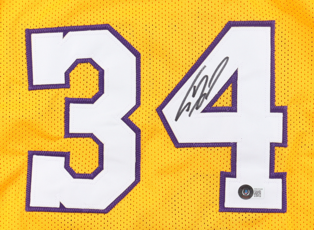 Shaquille O'Neal Signed Career Highlight Stat Jersey (Beckett) at PristineAuction.com Shaquille O'Neal Signed Career Highlight Stat Jersey (Beckett) at PristineAuction.com