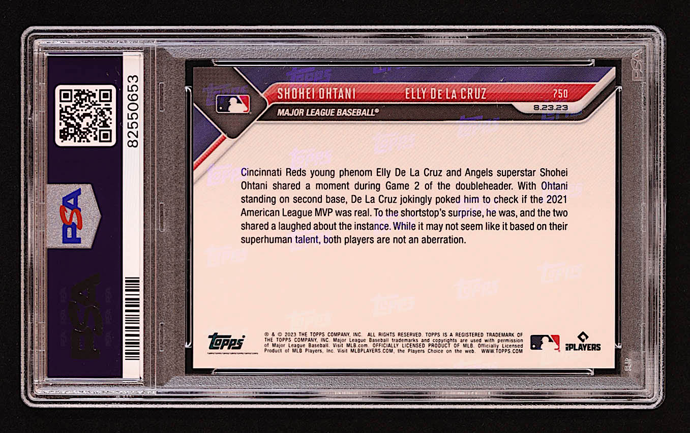 Shohei Ohtani / Elly De La Cruz 2023 Topps Now #750 (PSA 10) at PristineAuction.com Shohei Ohtani / Elly De La Cruz 2023 Topps Now #750 (PSA 10) at PristineAuction.com