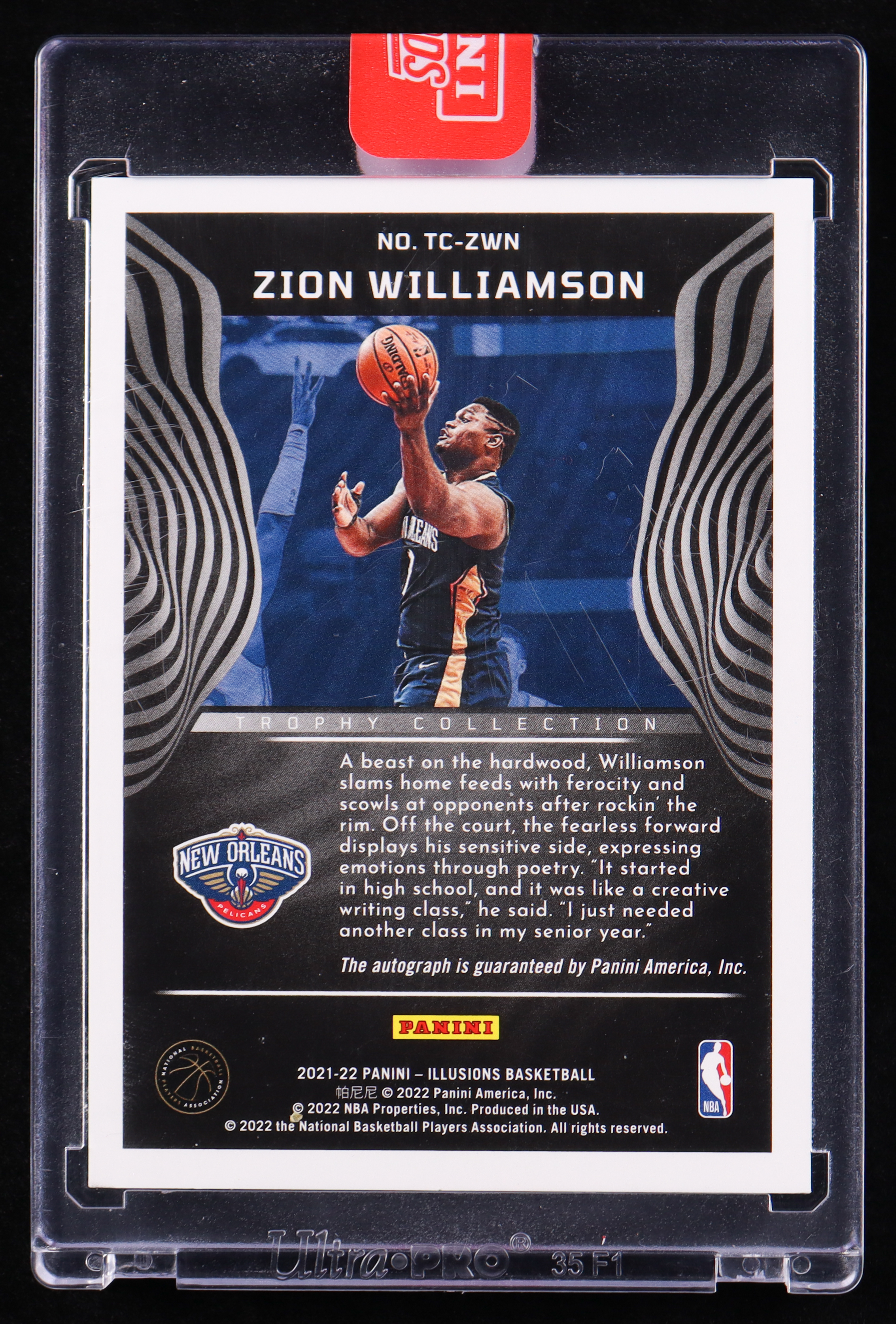 Zion Williamson 2021-22 Panini Illusions Trophy Collection Signatures Orange #1 #1/10 at PristineAuction.com Zion Williamson 2021-22 Panini Illusions Trophy Collection Signatures Orange #1 #1/10 at PristineAuction.com