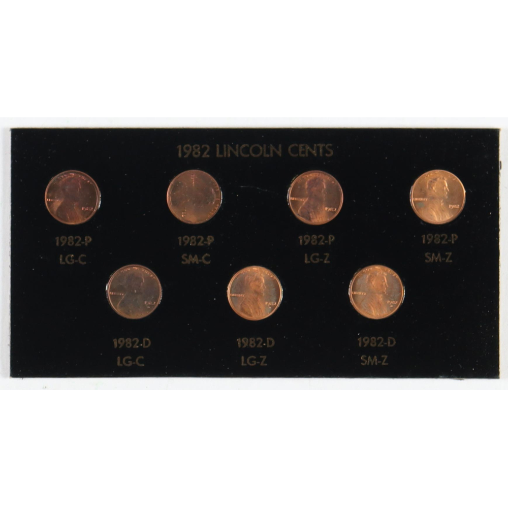 1982 Set of (7) Lincoln Cent Coins | Pristine Auction