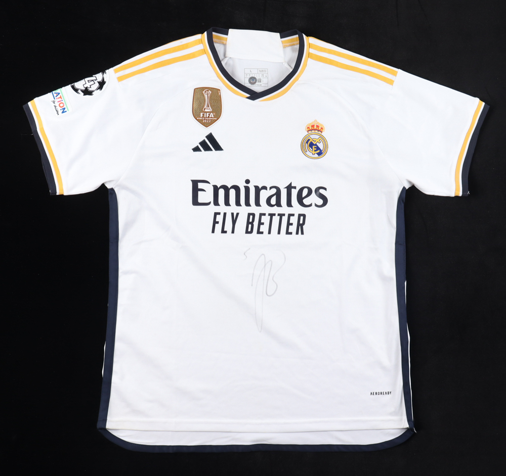 Jude Bellingham Signed Vinicius Junior Real Madrid Jersey (Beckett) at PristineAuction.com Jude Bellingham Signed Vinicius Junior Real Madrid Jersey (Beckett) at PristineAuction.com