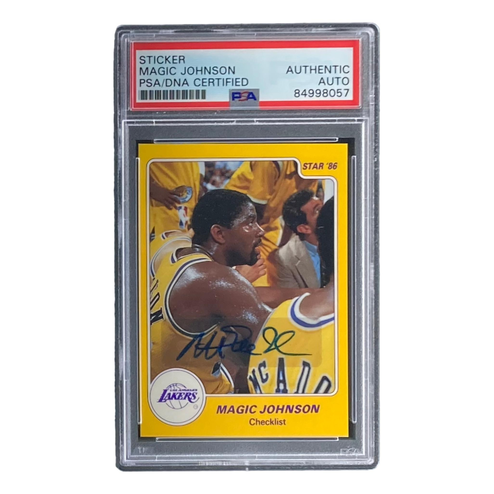 Star Magic Johnson Magic Johnson Signed 1986 Star Magic Johnson #1 / Checklist (PSA ...
