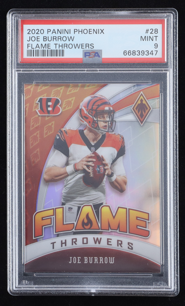 Joe Burrow 2020 Panini Phoenix Flame Throwers #28 RC (PSA 9) at PristineAuction.com Joe Burrow 2020 Panini Phoenix Flame Throwers #28 RC (PSA 9) at PristineAuction.com