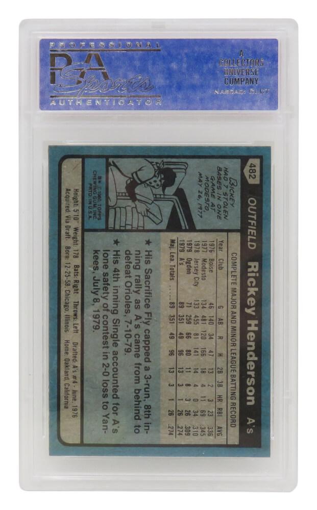Rickey Henderson 1980 Topps #482 RC (PSA 9) at PristineAuction.com Rickey Henderson 1980 Topps #482 RC (PSA 9) at PristineAuction.com