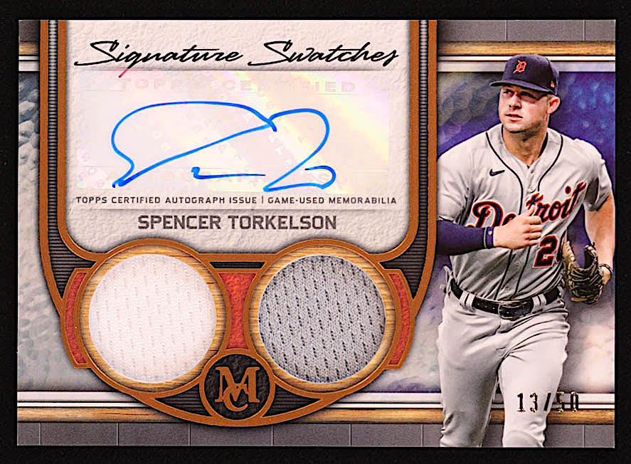 Spencer Torkelson 2023 Topps Museum Collection Signature Swatches Dual Relic Autographs Copper #SWDRAST #13/50 at PristineAuction.com Spencer Torkelson 2023 Topps Museum Collection Signature Swatches Dual Relic Autographs Copper #SWDRAST #13/50 at PristineAuction.com