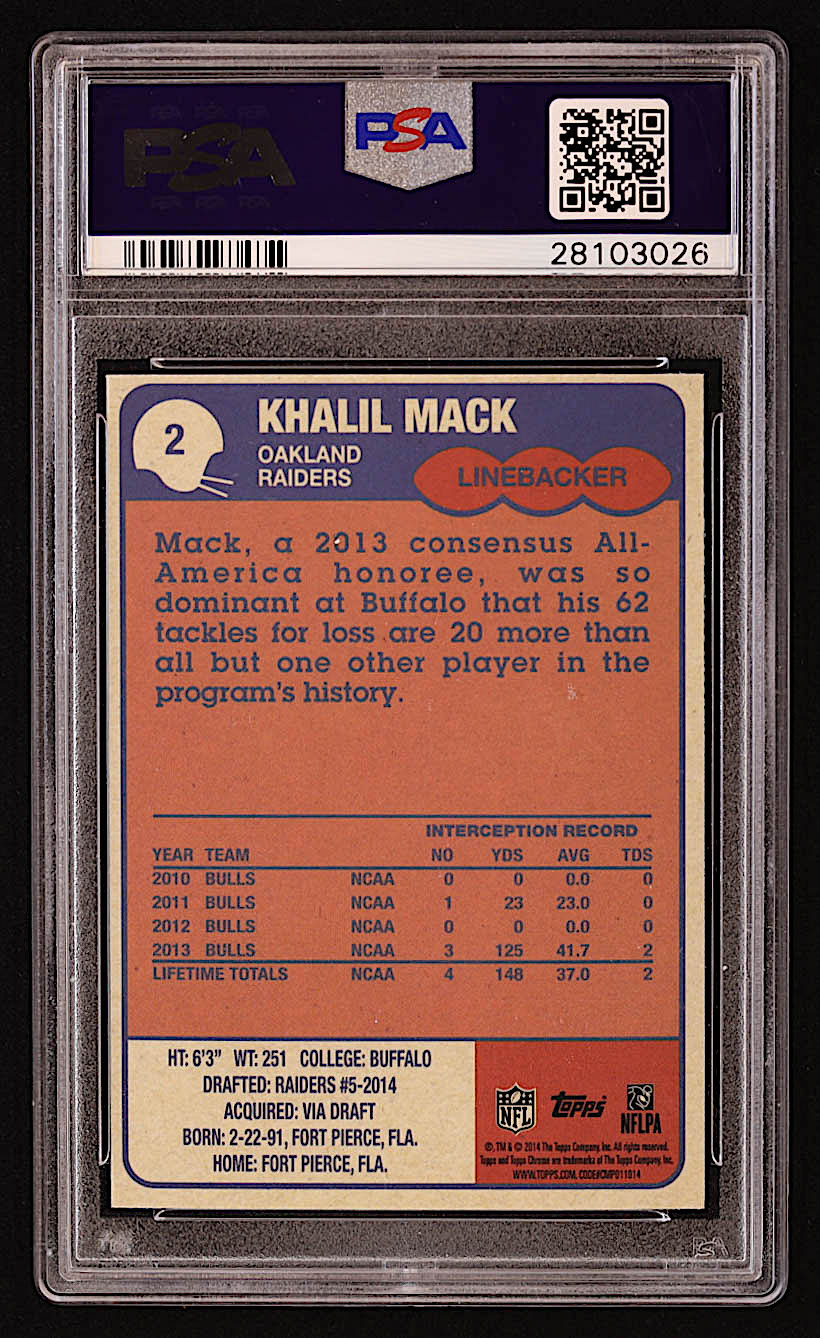 Khalil Mack 2014 Topps Chrome 1985 #2 RC (PSA 8) at PristineAuction.com Khalil Mack 2014 Topps Chrome 1985 #2 RC (PSA 8) at PristineAuction.com