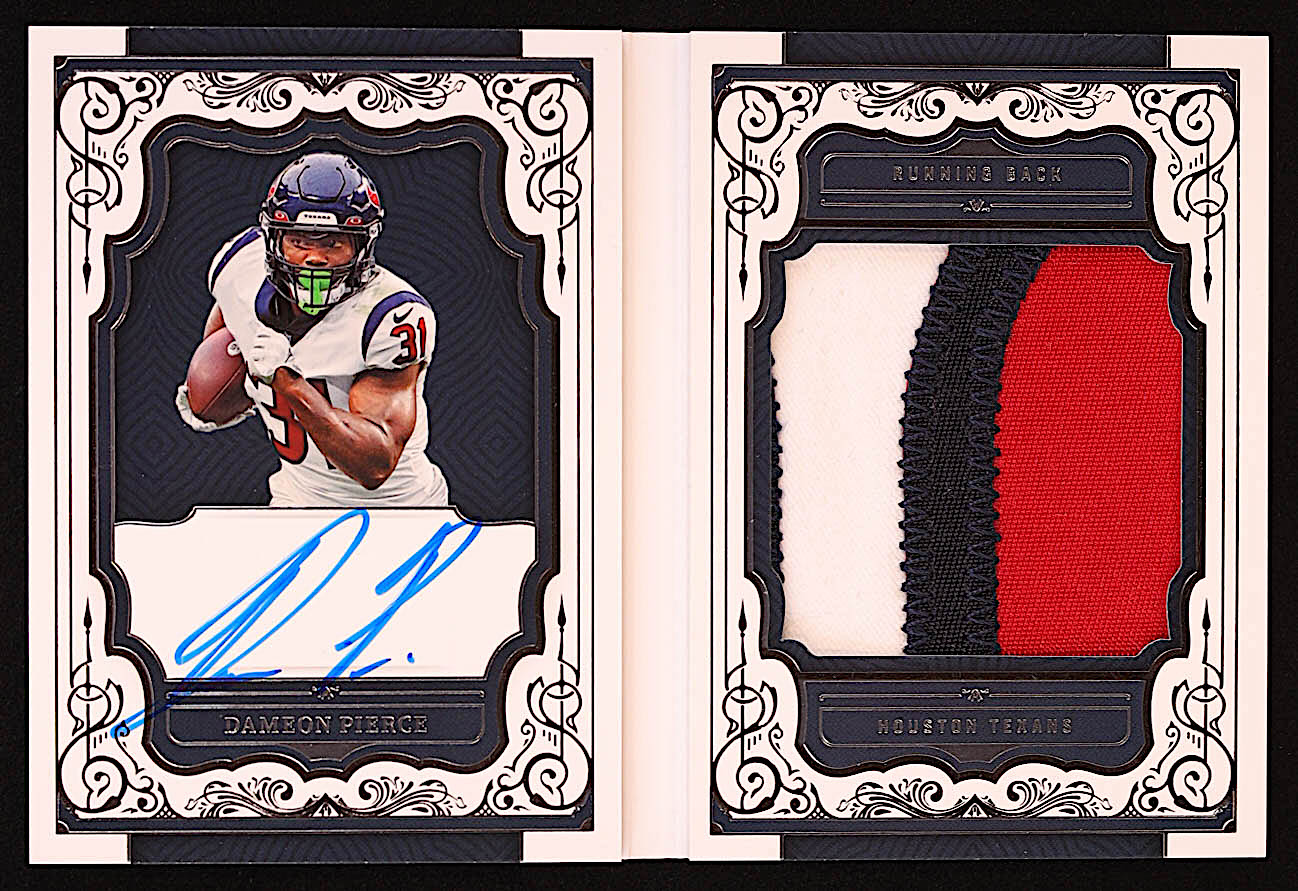 Dameon Pierce 2022 Panini National Treasures Rookie First Edition Signatures Booklet #10 RC #25/99 at PristineAuction.com Dameon Pierce 2022 Panini National Treasures Rookie First Edition Signatures Booklet #10 RC #25/99 at PristineAuction.com