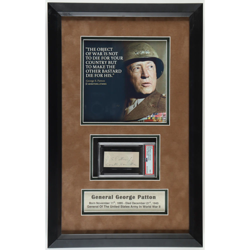 Script Line Decor Patton General George S. Patton Signed Custom Framed Cut Display Inscribed ...