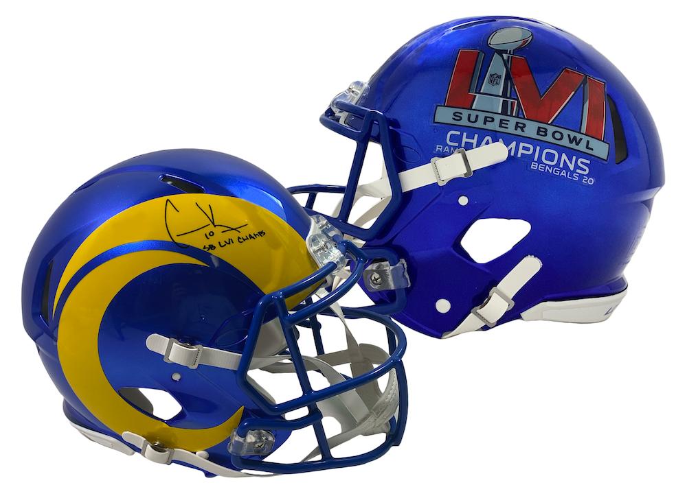 Cooper Kupp Signed Rams Super Bowl LVI Logo Full-Size Authentic On-Field Speed Helmet Inscribed "SB LVI Champs" (Fanatics) at PristineAuction.com Cooper Kupp Signed Rams Super Bowl LVI Logo Full-Size Authentic On-Field Speed Helmet Inscribed "SB LVI Champs" (Fanatics) at PristineAuction.com