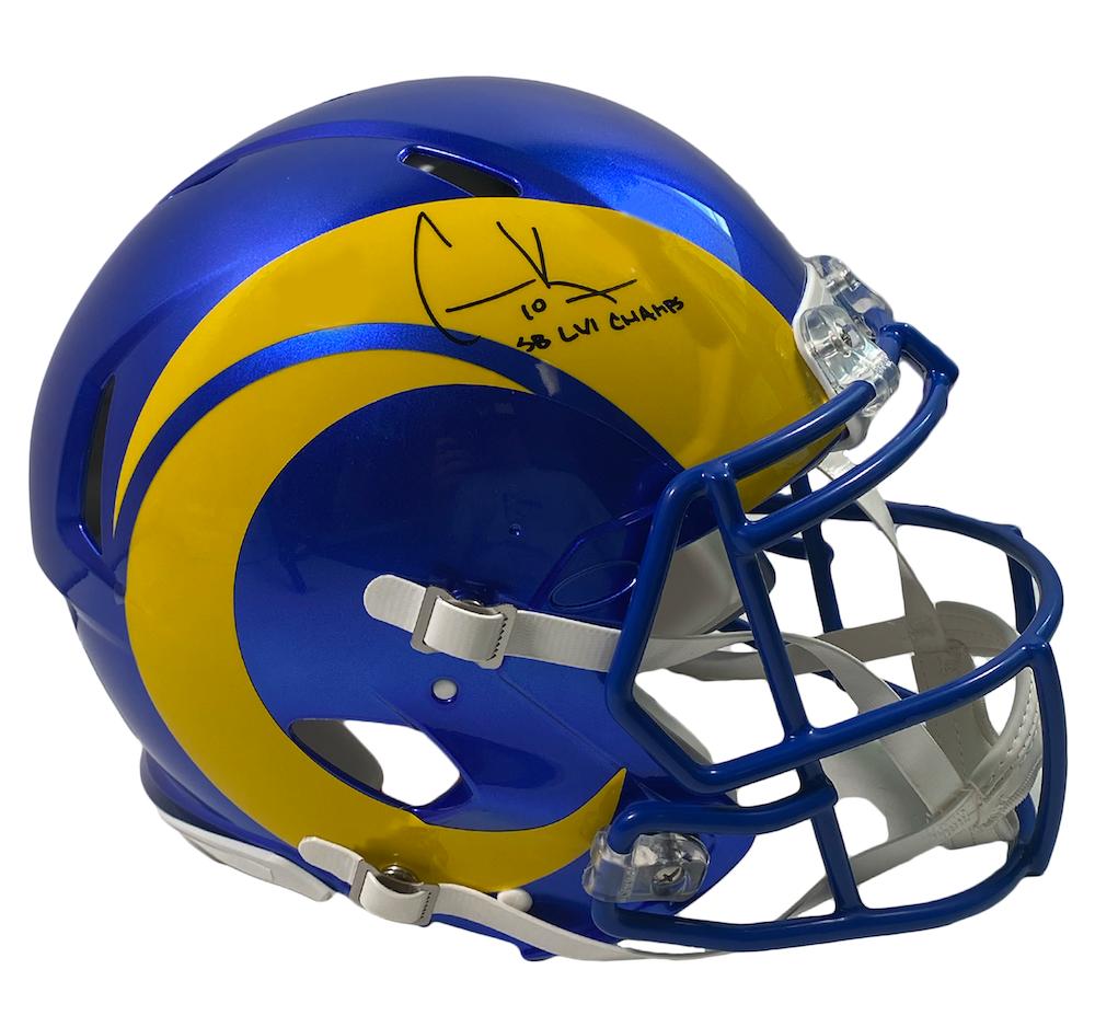 Cooper Kupp Signed Rams Super Bowl LVI Logo Full-Size Authentic On-Field Speed Helmet Inscribed "SB LVI Champs" (Fanatics) at PristineAuction.com Cooper Kupp Signed Rams Super Bowl LVI Logo Full-Size Authentic On-Field Speed Helmet Inscribed "SB LVI Champs" (Fanatics) at PristineAuction.com