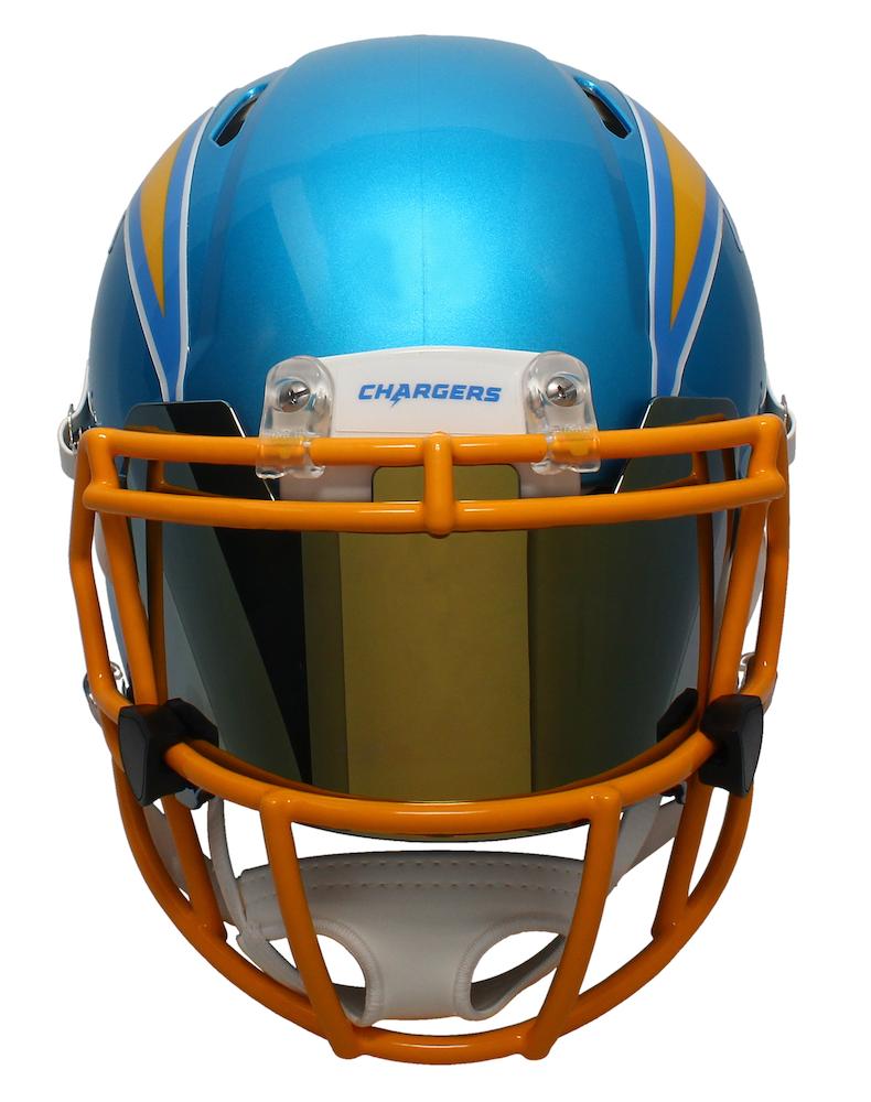 Justin Herbert Signed Chargers Full-Size Authentic On-Field Flash Alternate Speed Helmet Inscribed "2020 NFL Rookie of the Year" with Visor (Beckett) at PristineAuction.com Justin Herbert Signed Chargers Full-Size Authentic On-Field Flash Alternate Speed Helmet Inscribed "2020 NFL Rookie of the Year" with Visor (Beckett) at PristineAuction.com