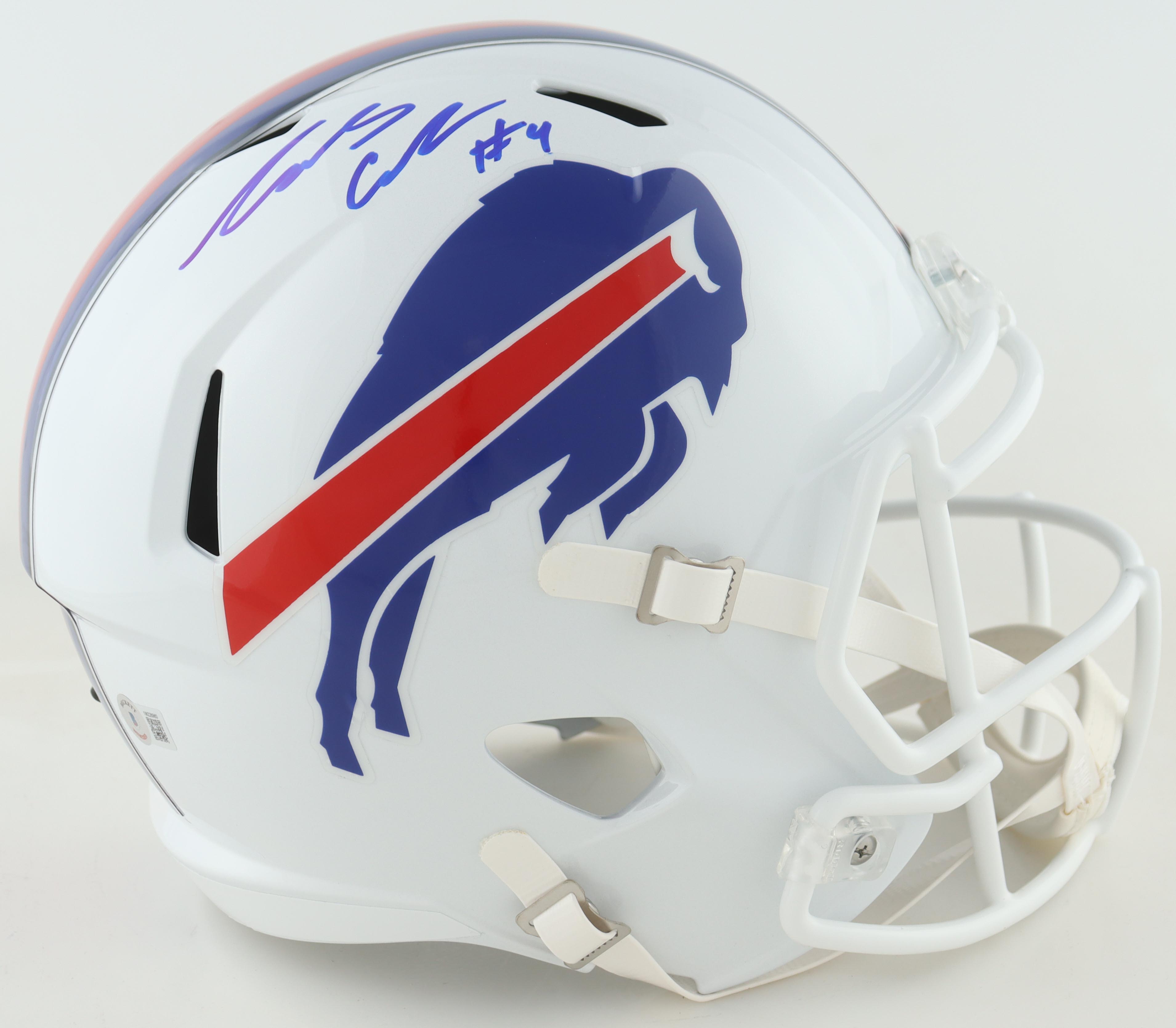 James Cook Signed Bills Full-Size Speed Helmet (Beckett) at PristineAuction.com James Cook Signed Bills Full-Size Speed Helmet (Beckett) at PristineAuction.com