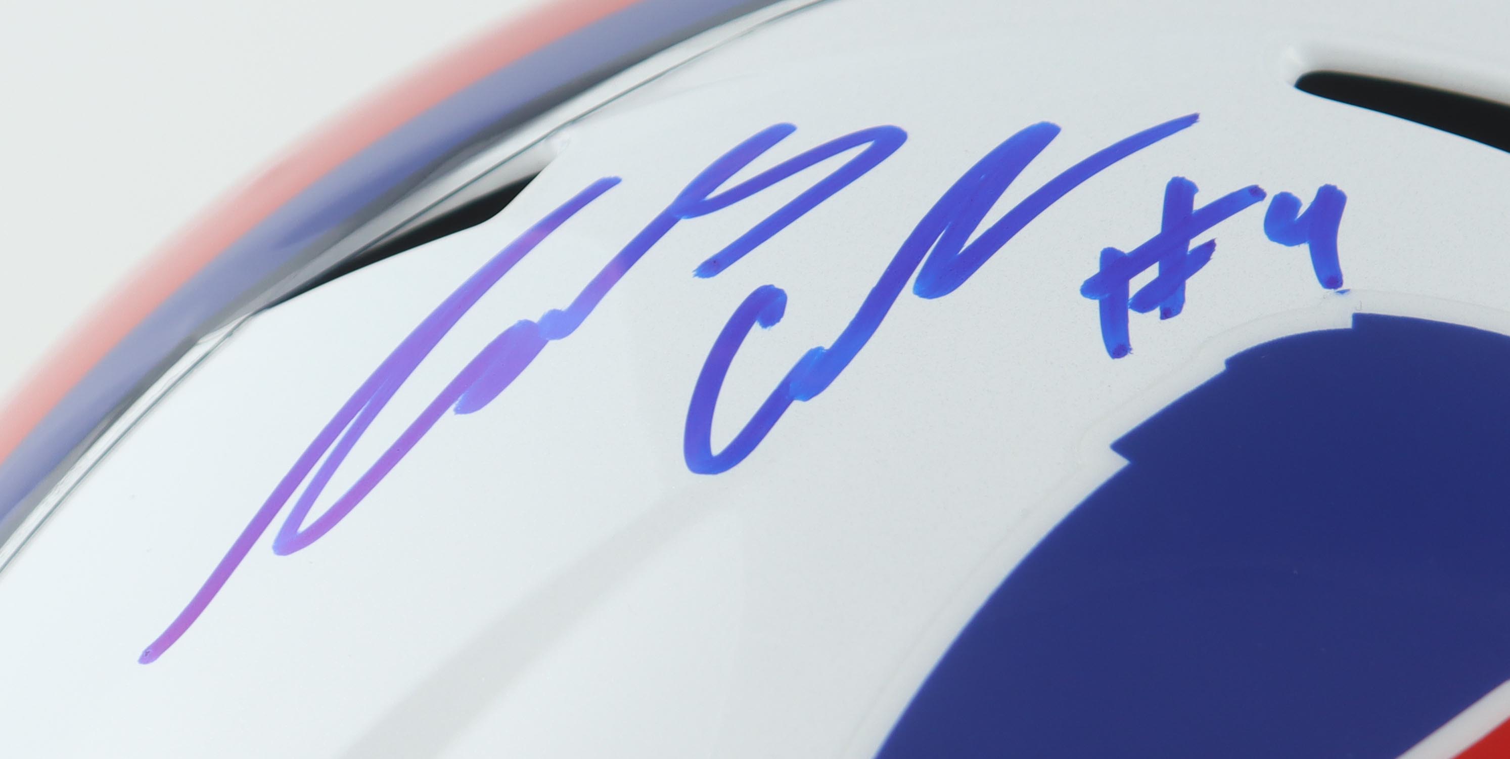 James Cook Signed Bills Full-Size Speed Helmet (Beckett) at PristineAuction.com James Cook Signed Bills Full-Size Speed Helmet (Beckett) at PristineAuction.com