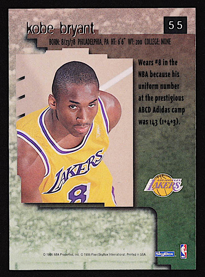 Kobe Bryant 1996-97 SkyBox Premium #55 RC at PristineAuction.com Kobe Bryant 1996-97 SkyBox Premium #55 RC at PristineAuction.com