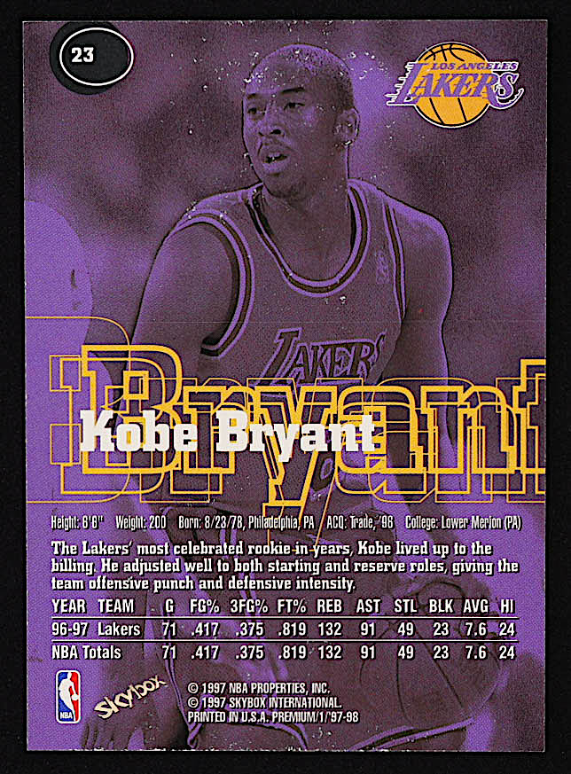 Kobe Bryant 1997-98 SkyBox Premium #23 at PristineAuction.com Kobe Bryant 1997-98 SkyBox Premium #23 at PristineAuction.com