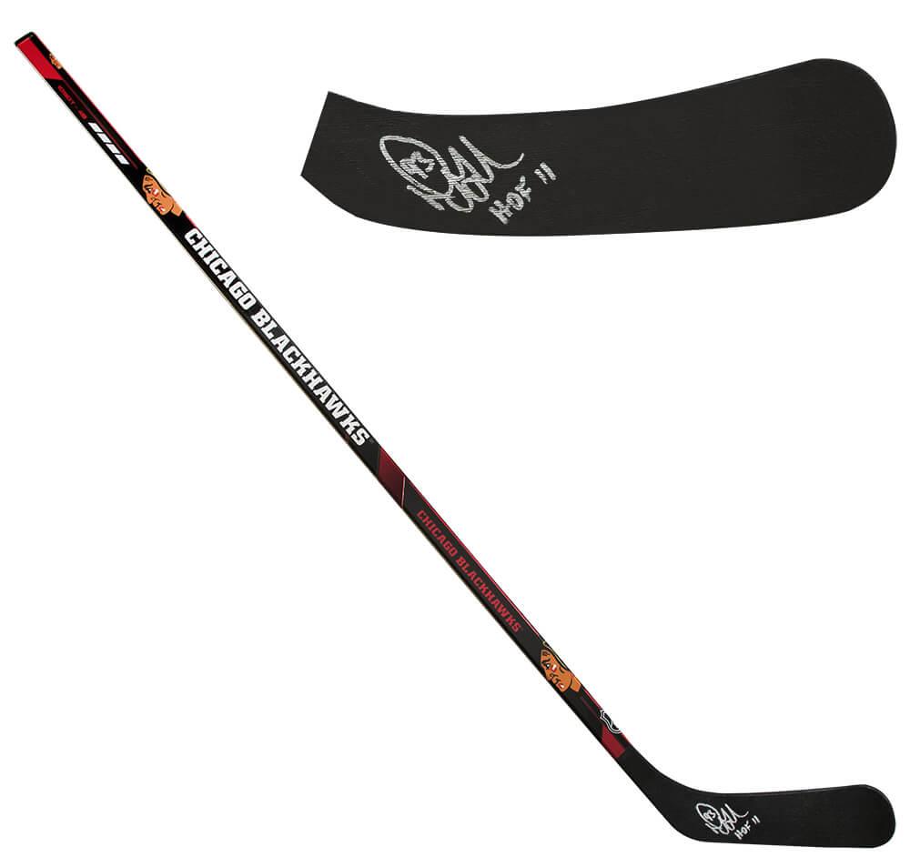 Doug Gilmour Signed Blackhawks Logo Hockey Stick Inscribed "HOF 11" (Schwartz) at PristineAuction.com Doug Gilmour Signed Blackhawks Logo Hockey Stick Inscribed "HOF 11" (Schwartz) at PristineAuction.com