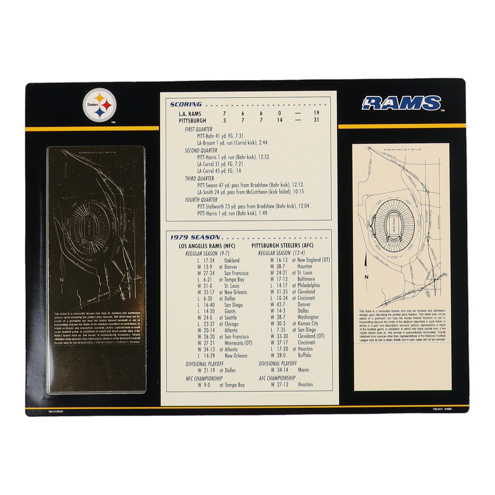 Pittsburgh Steelers Champions 23KT Super Bowl XIV Ticket at PristineAuction.com Pittsburgh Steelers Champions 23KT Super Bowl XIV Ticket at PristineAuction.com