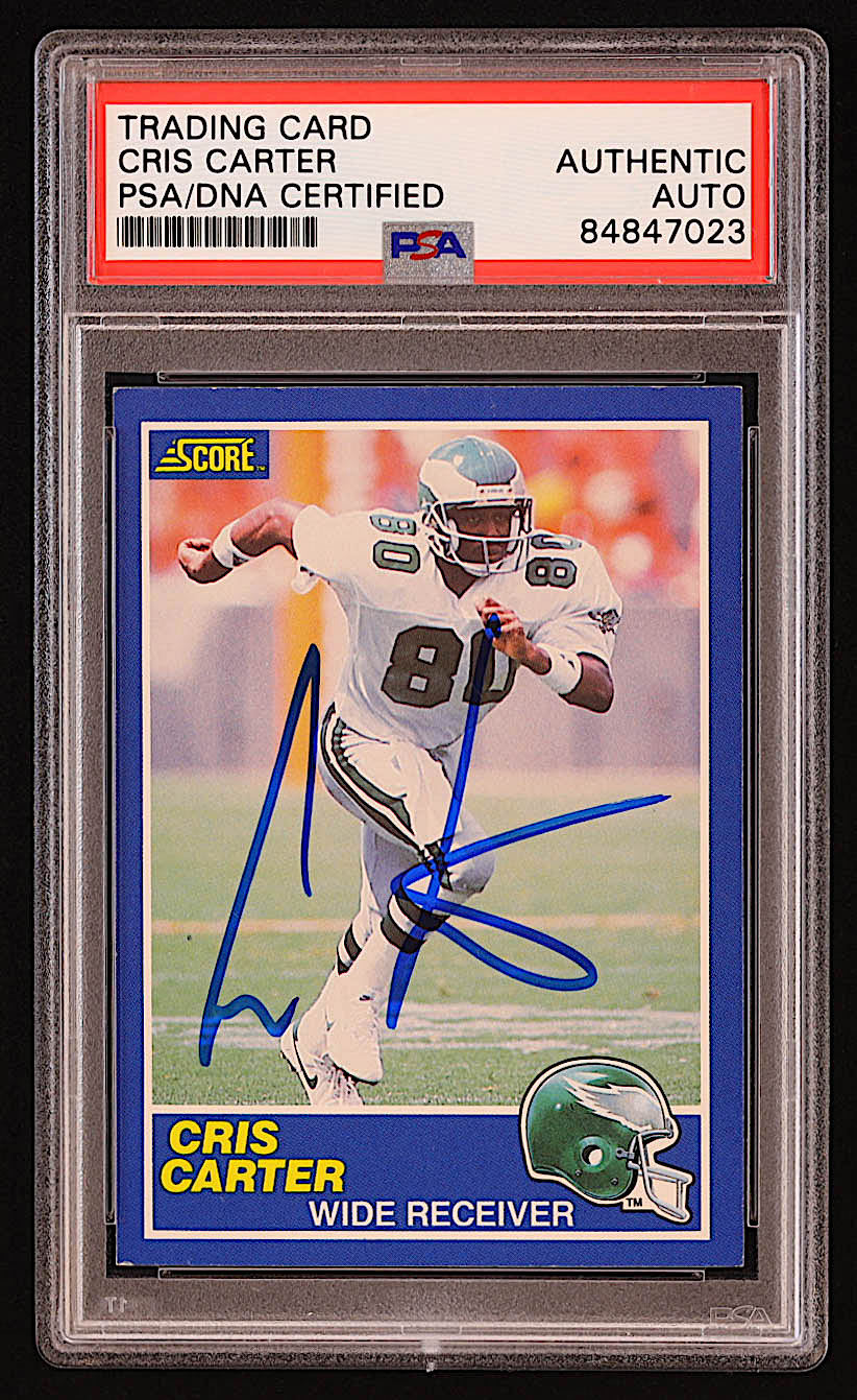 Cris Carter Signed 1989 Score #72 RC (PSA) at PristineAuction.com Cris Carter Signed 1989 Score #72 RC (PSA) at PristineAuction.com