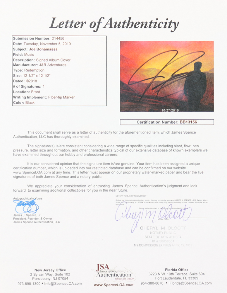 Joe Bonamassa Signed "Redemption" Vinyl Record Album (JSA) at PristineAuction.com Joe Bonamassa Signed "Redemption" Vinyl Record Album (JSA) at PristineAuction.com