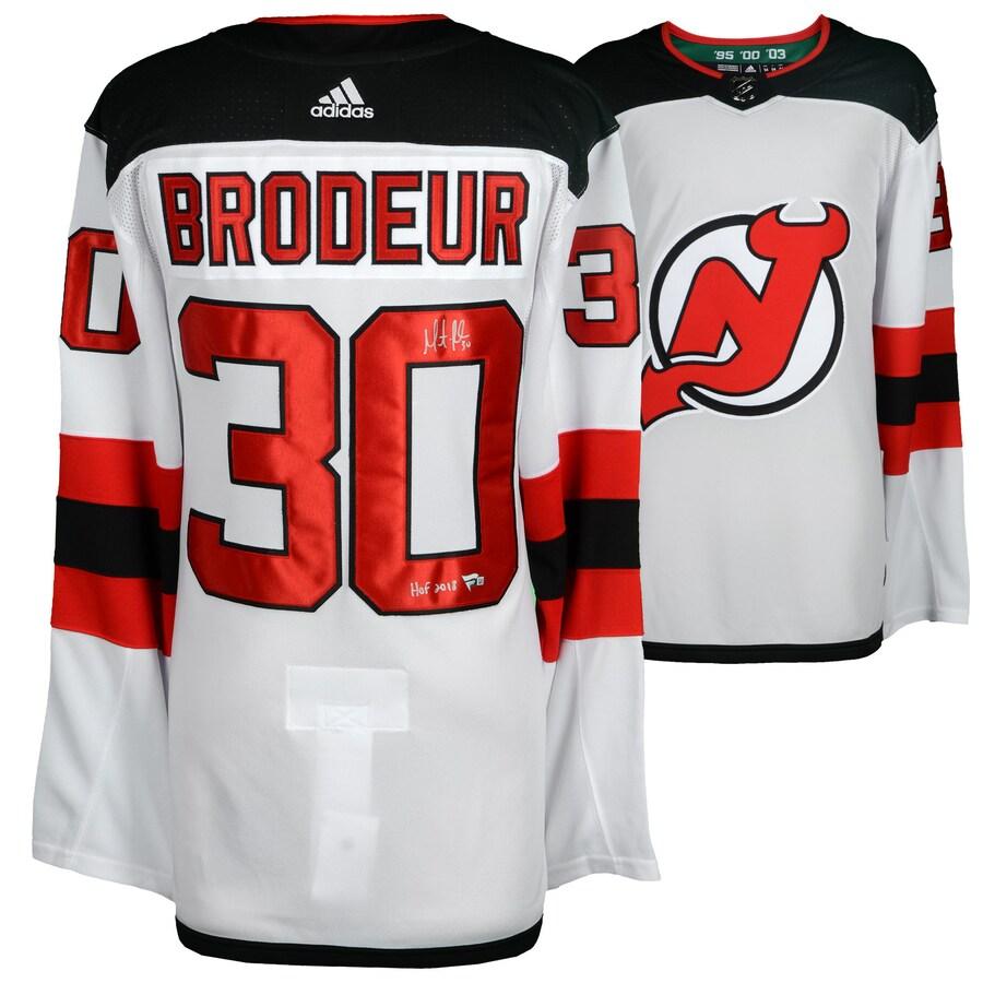Martin Brodeur Signed Devils Adidas Jersey Inscribed "HOF 2018" (Fanatics) at PristineAuction.com Martin Brodeur Signed Devils Adidas Jersey Inscribed "HOF 2018" (Fanatics) at PristineAuction.com