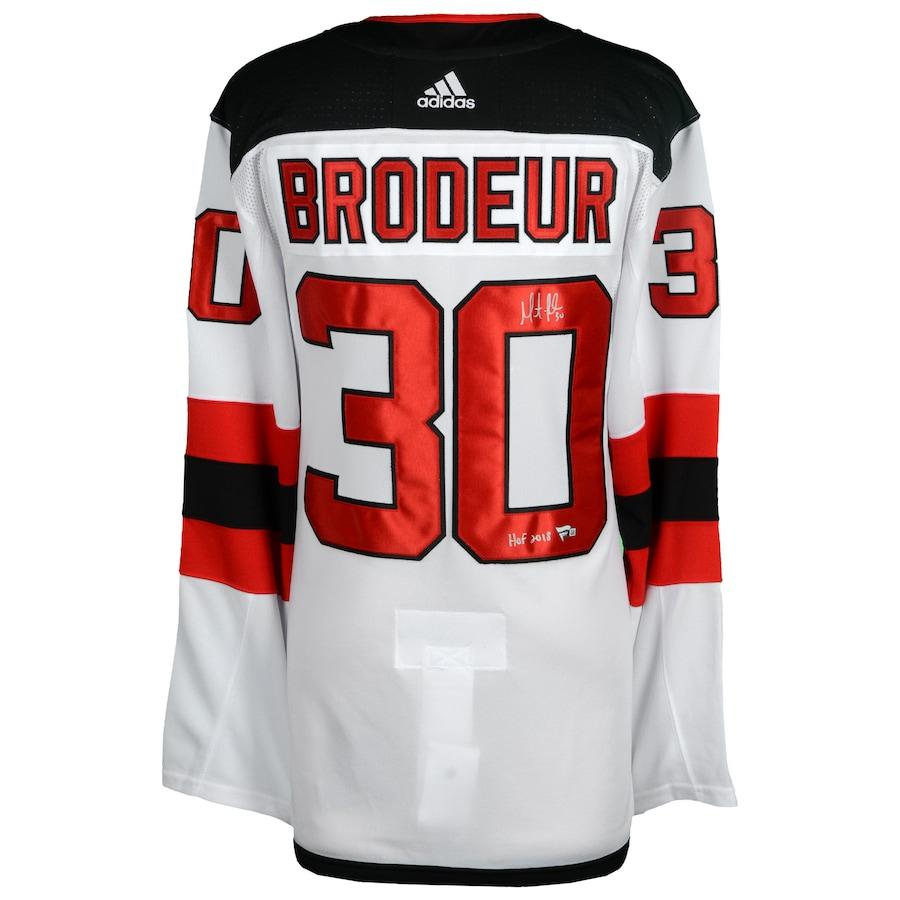 Martin Brodeur Signed Devils Adidas Jersey Inscribed "HOF 2018" (Fanatics) at PristineAuction.com Martin Brodeur Signed Devils Adidas Jersey Inscribed "HOF 2018" (Fanatics) at PristineAuction.com