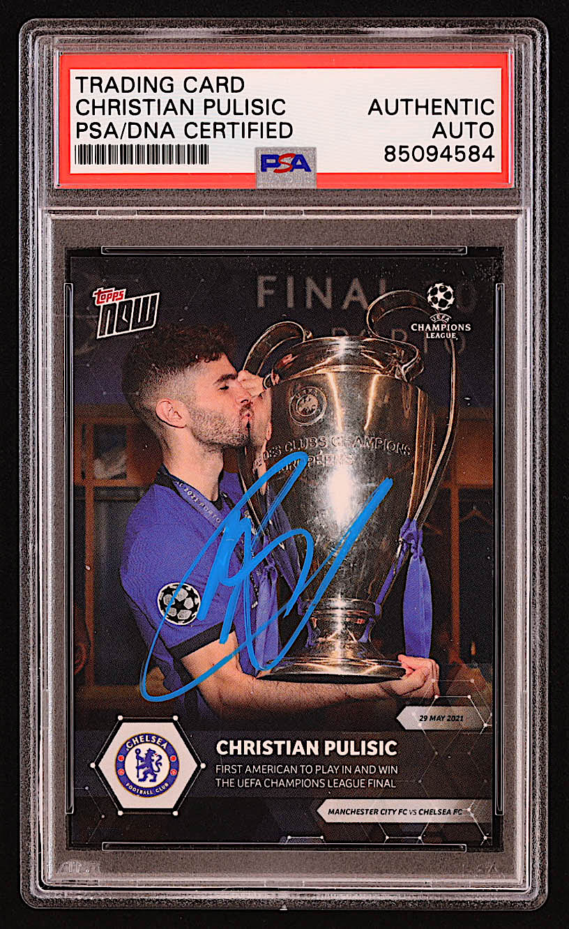 Christian Pulisic Signed 2020-21 Topps Now UEFA Champions League #85 (PSA) at PristineAuction.com Christian Pulisic Signed 2020-21 Topps Now UEFA Champions League #85 (PSA) at PristineAuction.com